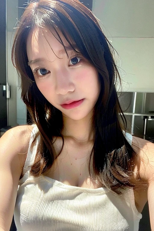 (8K、RAW Photos、Highest quality、masterpiece:1.2)、((smile))、(Realistic、Realistic)、1 Girl、((naked、wake up、After sexual、morning、 Hotel Bedroom、 Lying in bed、Bathrobes、Flat Chest、smile))、cute