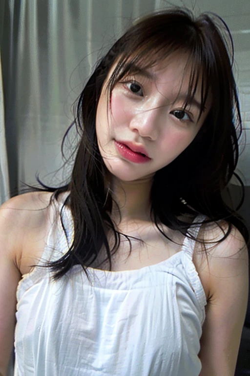 Highest quality, masterpiece, Ultra-high resolution,8k, (Realistic:1.6), ((Smiling with open mouth and showing teeth:1.6)),(Close-up portrait:1.4) RAW Photos,((Omotesando Station))、 ((Off-the-shoulder baseball shirt,Pleated mini skirt)),((Soft looking breasts,Nipples seem to be visible)),((Full body photo)),1 person,A slim 26-year-old adult woman,((Ponytail and cap)),((NEWERA Cap)),((Looking up at the audience)),Face Focus:1.4,((Photographed from above with a fisheye lens:1.4)),