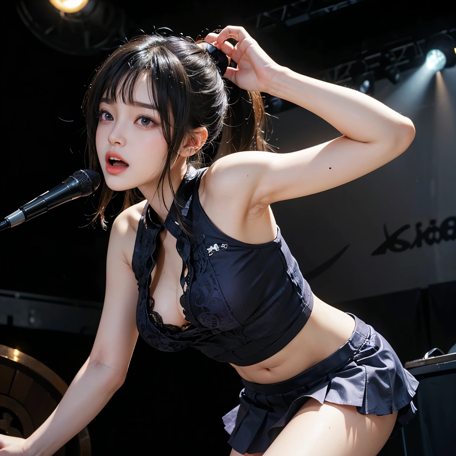 (8k, RAW photograph, highest quality, masterpiece:1.3),(Genuine,photograph:1.37),(Looking at the audience:1.331),Pause,One girl,とてもbeautiful顔,small,Hair weight,Fluffy hair,Random representation,Big eyes,highest quality Hair,((highest quality)), ((masterpiece)), (detailed), whole body、wallpaper、Attention to detail、Perfect balance、Tight waist、Chestnut Hair、beautiful, Beautiful Skin、beautiful white skin、(masterpiece:1.3), 一眼レフphotograph、Best image quality: 1.4, (Rough long hairstyle:1.2)、(Soft Breasts)、small胸、Cleavage:1.2、Spy x Family Yol Forger Costume、Spy x Family、She delivers a spin kick.、In combat