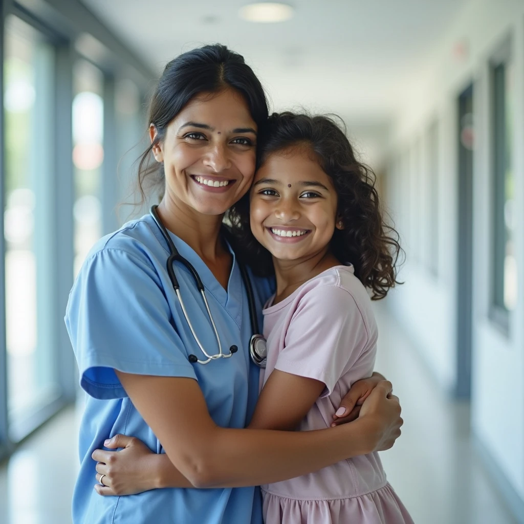 A doctor helping a poor girl