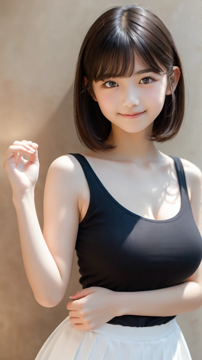 A Japanese Lady、college aged、a beauty girl、barechested、full bodyesbian、Beautiful breasts、cute little、unclear、short-cut