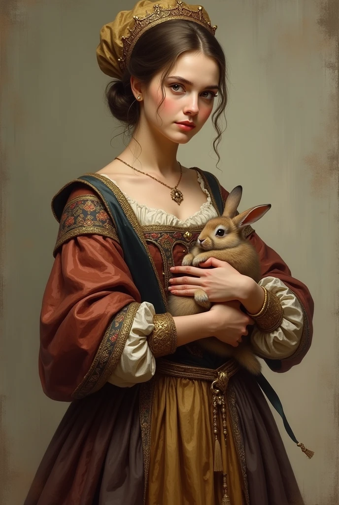 A queen with a pet rabbit