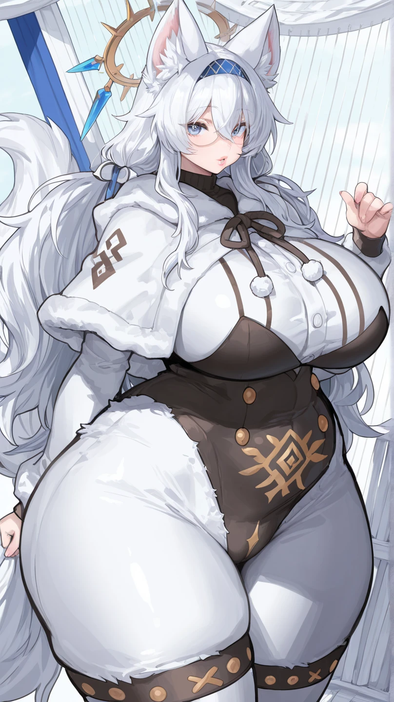 (masterpiece), best quality, female warrior, huge girl, female muscular:1.2, (silver hair), big breast, (curvy:1.7), thick thighs, (((blank background))), fingerless gloves, sleeveless, covered nipples, detailed dress, ((straight hair:1.5)), (very thin hair:1.5), ((camel toe)), corset, bare legs , ((showing armpits)), from below