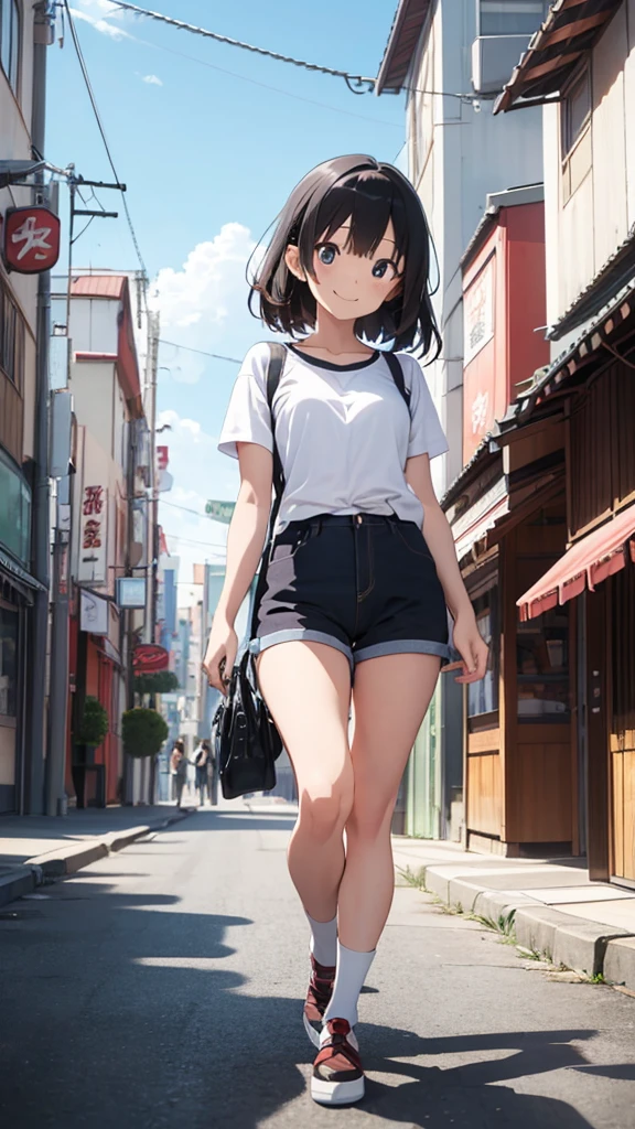 Highest quality、Masterpiece、8K、Japanese women、30th Generation、sexy、naked、pubic hair、Slender figure、Beautiful feet、Realistic hands、crowd、intersection、road