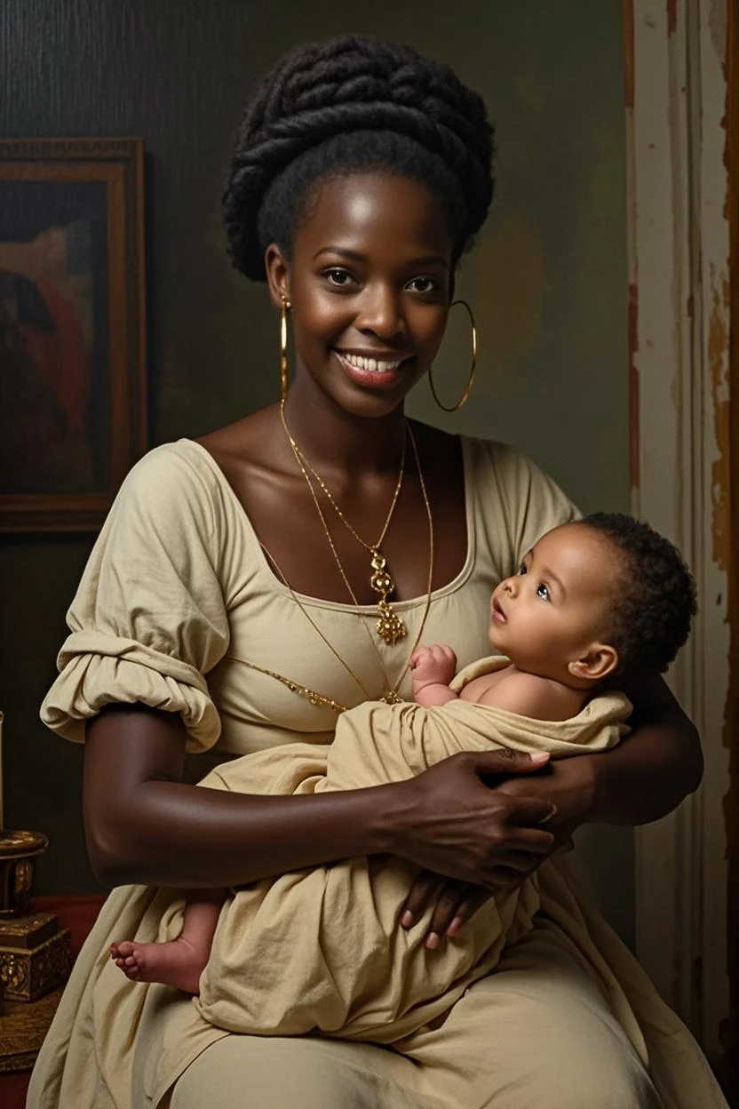 The Birth of Venus with ebony skin wearing a sheer dress, Paintings by Vigée Leblanc