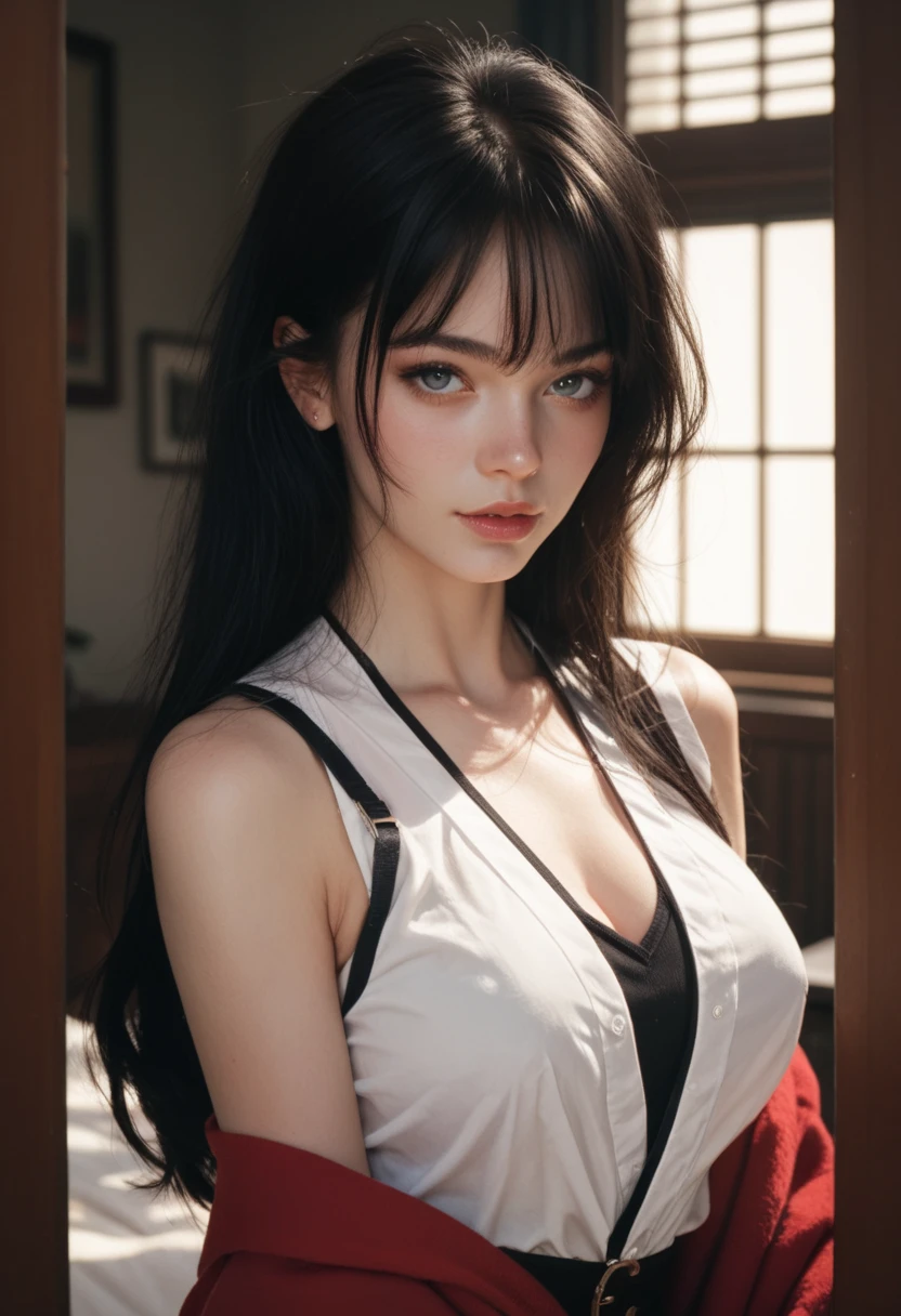 (russian girl,beautiful detailed eyes, detailed face,beautiful detailed lips,modern gangster look,stylish clothes,full body, front view , medium chest,messy hairstyle , big breasts, (best quality,8k,ultra-realistic:1.2), (colorful,vibrant,high contrast) lighting)