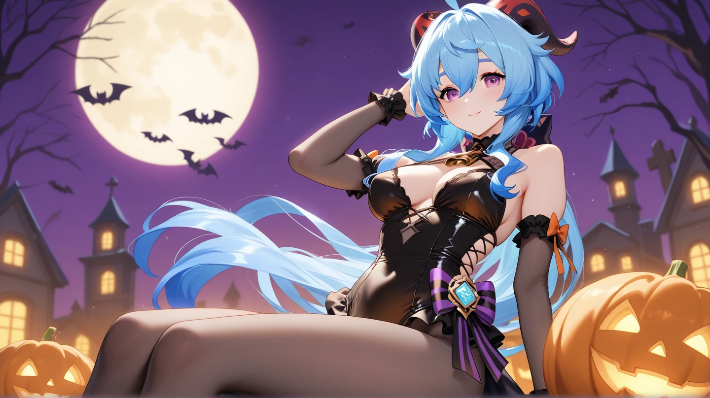 Blue Moon, Night Sky, Beautiful Female Werewolf, Mid-Length Hair, glowing orange eyes, realisitic, highly detailed, Unreal Engine, 8k