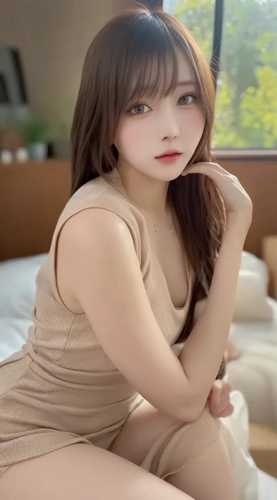 masutepiece, Best Quality, Illustration, Ultra-detailed, finely detail, hight resolution, 8K Wallpaper, Perfect dynamic composition, Beautiful detailed eyes ,Tight Dress、Sexy face，Perfect beautiful hands、beautiful realistic face,beauty legs，Authentic photo quality