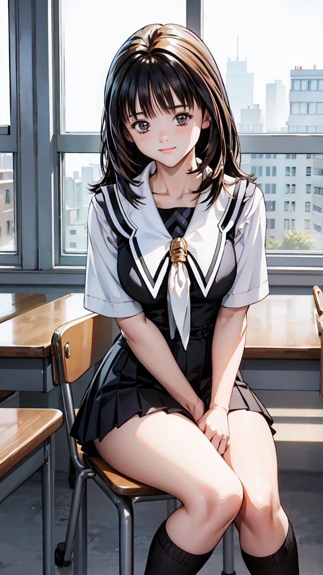  (Three boys and one girl) ,学校のclassroom、Sit on a chair、mini skirt、expensive,(classroom、reading、I read a book),、smile、The men are laughing、、Long Hair、They hesitate,Sweaty body、Wet Hair,  Underarm, Mid-chest,Realistic nipples, Realistic butt crack , (expensive色彩彩度:1.0),  (Very detailed肌), (Highest quality:1.0), (Ultra-high resolution:1.0) ,(Realistic:1.0), (Very detailed:1.0), (8k, RAW Photos:1.1)、(Touching your own with your hands)、(A man is touching her breasts from behind)、The man behind、Grab your chest、、Squirting、Center of chest、Spread your legs、Yoshizuki Iori、