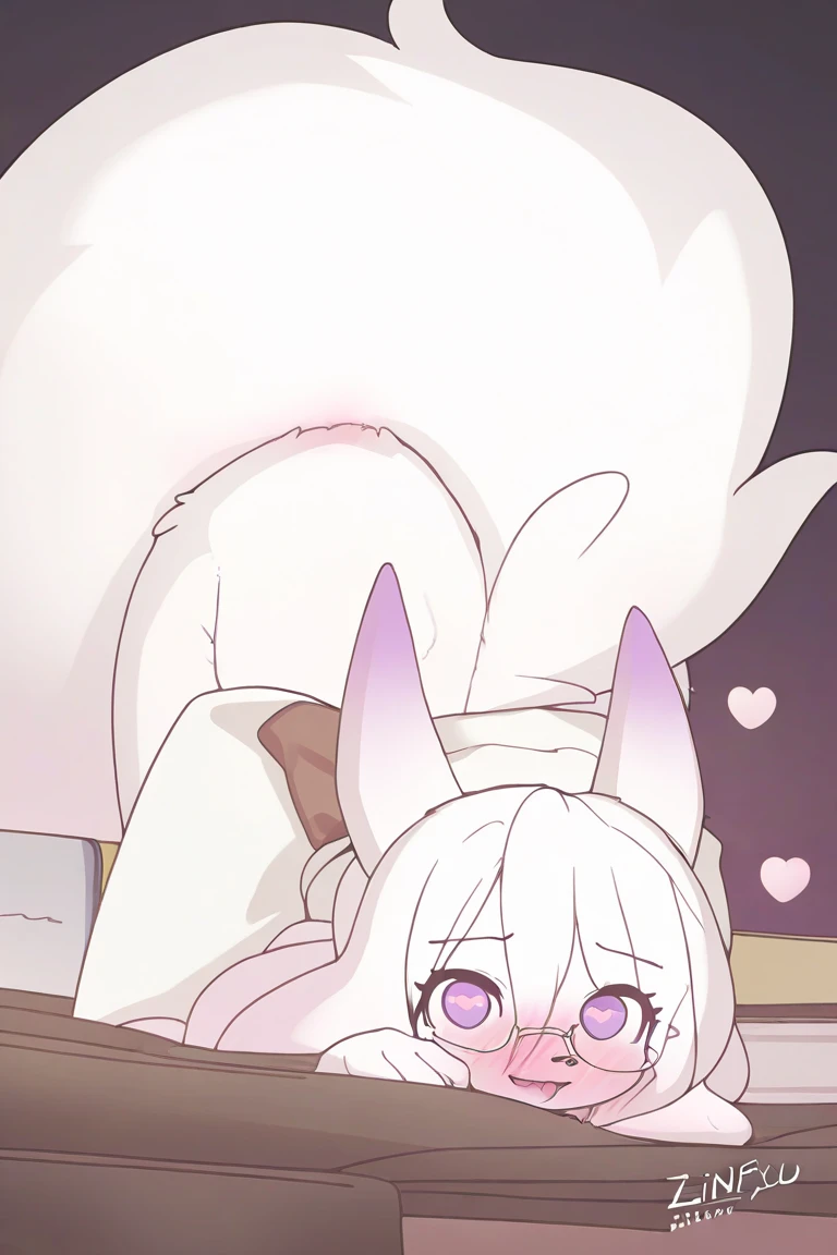 zorra furry, naked, White fur, showing the anus, showing the butt