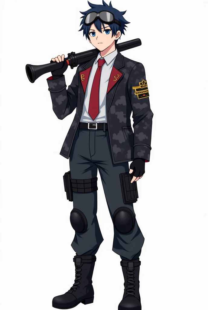 solo, male, rabbit, yellow colored fur, lean body, anthropomorphic rabbit, black leather trench coat, black barreta hat (red rims), holding black hole in hand, officer like clothing, badges and medals on trench coat
