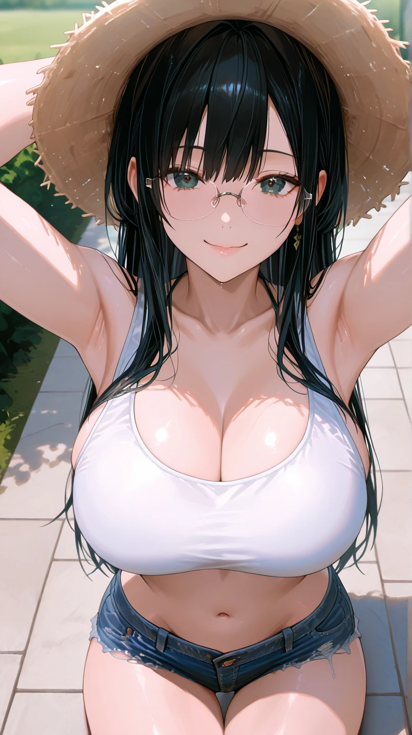 (Best quality,4K,8K,A high resolution,tmasterpiece:1.2),ultra - detailed,(actual,realistically:1.37),HighDynamicRange,hyper HD,Studio lighting,Ultra-fine painting,Focus sharp,physically-based renderingt,Extremely detailed description,professional,terror,japanese manga,sci-fy,photography,Concept artist,Woman in yellow bikini posing for photo, oppai, sexy for :8, Sexy girl, White skin of the, Colossal tits, Crazy breast swelling, Chest larger than shoulder blades, Fitness model, Ruddy cheeks, sweaty, wheezing