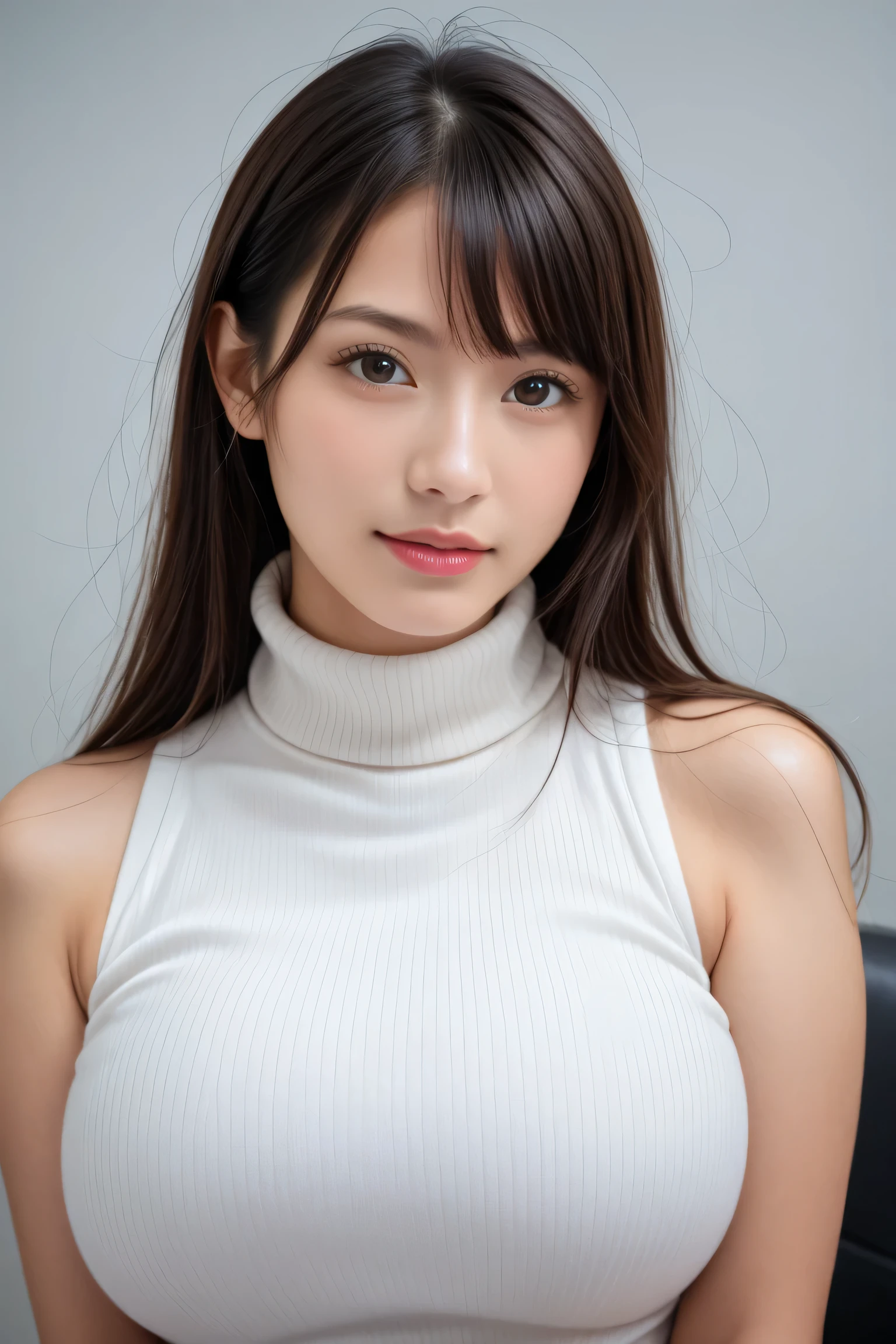 (8K, 超A high resolution, Best Quality, masutepiece:1.2)、RAW portrait of japanese girl、超A high resolution、top-quality、 (huge-breasted,:1.6)、｛Hide all breasts:1.2｝｛Off-white shorts:1.5｝、(Wearing a white sleeveless turtleneck:1.5)、(hands to hips:1.6)、(In the street:1.2) BREAK (Natural Skin Texture、Detailed skin、Hyper-Realism、ultra sharpness)、intricate detailes、depth of fields、Sexy adult woman、Black hair shortcuts、Toned buttocks、((​masterpiece、top-quality、high-detail))、(Photorealsitic:1.4)、solo、closes mouth、Smile happily、big eye、Distinct double eyelids、Lashes、long neck、Absolute area、Clean collarbone、face perfect、thin lips、a small face、(gazing at viewer、Highlights in the eyes、Light brown eyes、lipgloss)、(Show the whole body from the side:1.3)