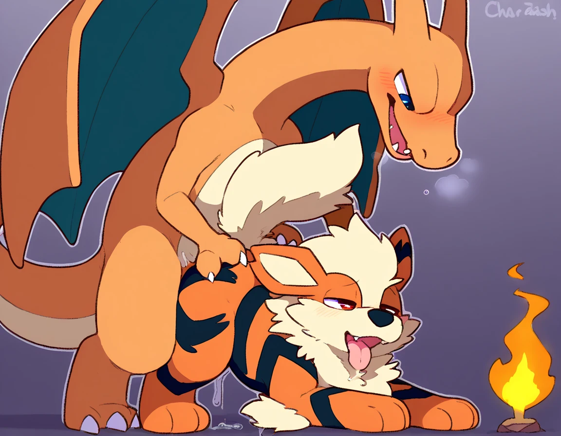 sssonic2, gigant arcanine_(pokemon), male, male arcanine, feral, big_dom_small_sub, dominant, duo, white background, big tail, gay, sex