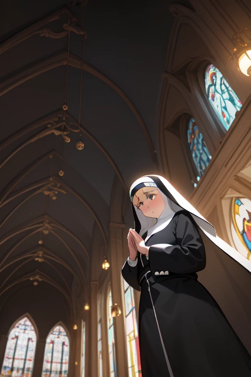 toriel, big breasts, nun, embarrassed, holding string panties, church
