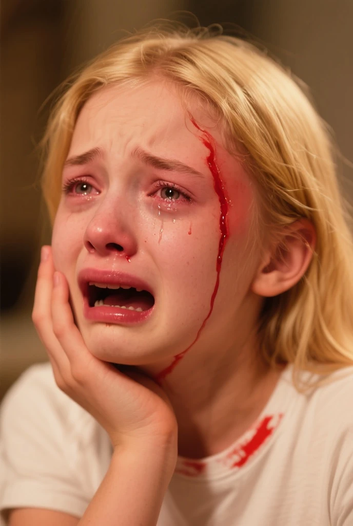 with down syndrome, with a bloody eye and without an arm, is causing a school shooting