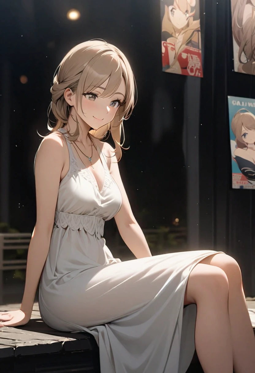 irohaisshiki, iroha isshiki, long hair, brown hair, smile,blush,open your mouth,close both eyes,tears run down her face,Crying with joy,cry a lot,white off shoulder dress,bare clavicle,bare shoulders,naked neck,long skirt,stiletto heels,A large cake and food are placed on the table.,sitting in a chair,confetti,ロマンチックな雰囲気
break indoors, A restaurant with a beautiful night view,
break looking at viewer,
break (masterpiece:1.2), highest quality, High resolution, unity 8k wallpaper, (figure:0.8), highly detailed face, perfect lighting, Very detailed CG, (perfect hands, perfect anatomy),