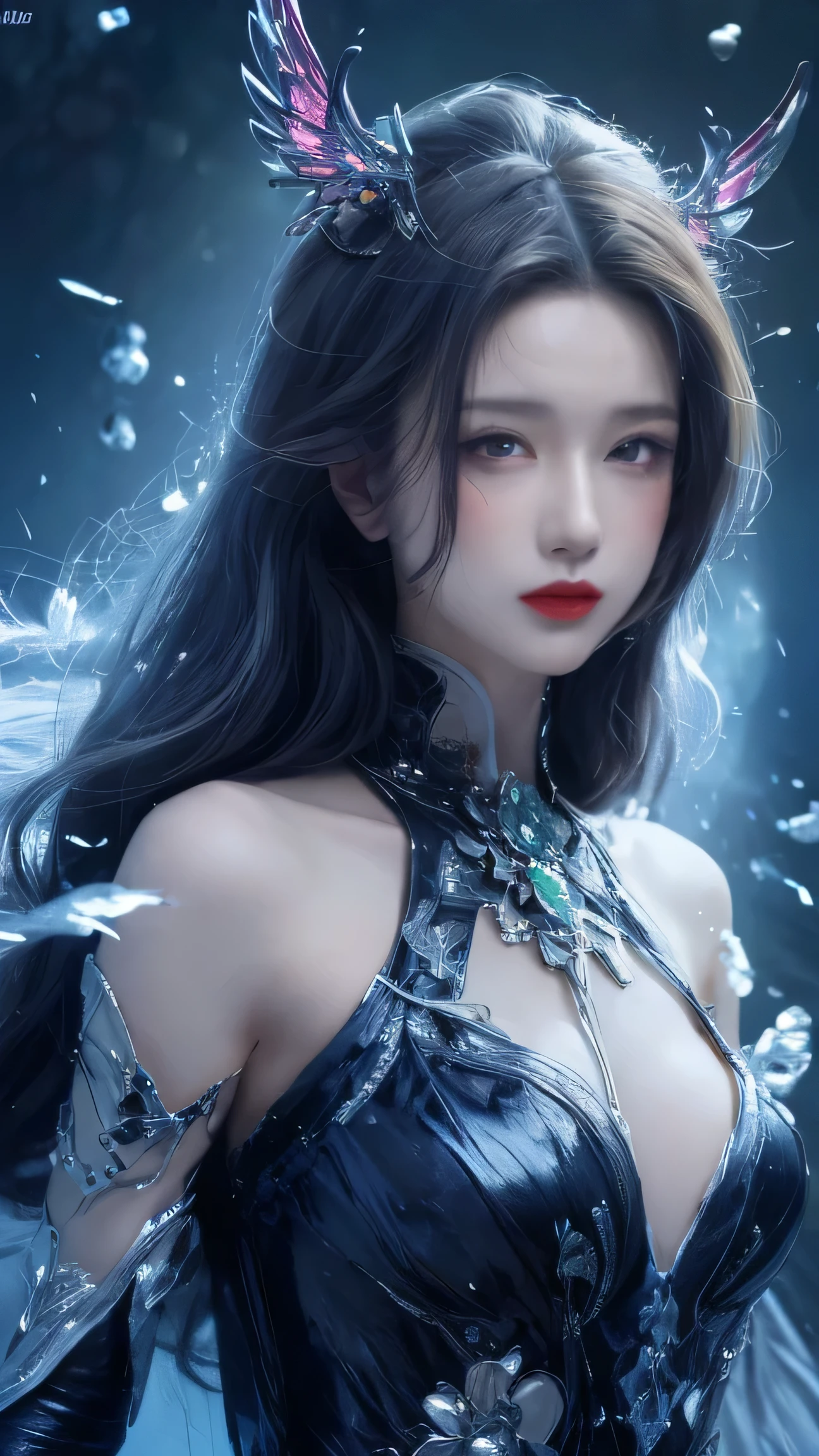 (Skindentation:1.5), Realistic, Photorealistic, (masutepiece:1.5), Concept art, Intricate details, Highly detailed, Photorealistic, Octane Render, 8K, Unreal Engine, Dynamic Pose, Best Quality, hight resolution, (Realistic face:1.1), (hyper realisitic:1.1), ((full_Body)), Perfect eyes,(Shiny skin:1.2), (((Hairstyle))), (((Perfect hand highly detailed background), Haunted Island, ((dynamic background)), ((Lightning)), (llight rays), (1girl in), wearing cloak, (((flowing cloak))), ((Detailed eyes, high quality eyes, face with high quality)), Long hair, (((Flowing hairstyle))), 1girl in ((controlling water)), (((whirlwind of water))), ocean, Tsunami, Magic, (creates a dramatic, depth of fields, Bokeh, 4K, Gothic, ((Sateen)), energy ball between hands