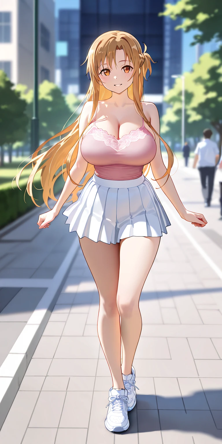 best quality,((((1girl)))),((big breasts:1.3)),curvy,((orgasm,blush:1.3)),angry,sweat,Djeeta_a,blonde hair, ((long hair:1.3)), Brien eyes, ((djeeta one piece dress,mini skirt,lift skirt,upskirt,black kneehighs,white panties,lace panties,pussy juice:1.1)),((walking:1.1)),forest,forest林,from side
