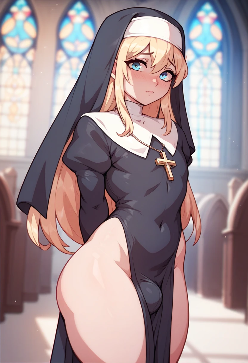 nun、lewd、naked、beautiful breasts、nipple、blonde、big breasts、pussy juice、Melted half、empty eyes、Turn your eyes up、Ahe face、The inside of the open mouth is sticky