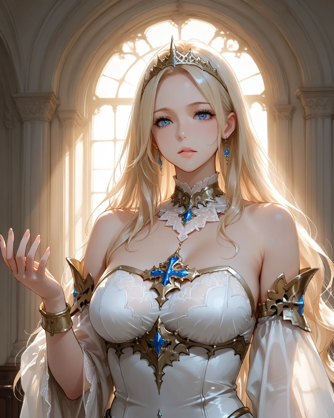 princess, Full body, wearing a hijab , crown luxury , blue eye, blond hair, around 17 years old, (red silver hijab), tmasterpiece,Best quality at best,A high resolution,8K,((Portrait)),(upper body),Original photo,real photograph,digital photography,(Female princess in the medieval fantasy style),(Medieval princess in fantasy style), sexy princess ,blue eye, super colossal brest, pointy colossal breast extravagant ornament,cparted lips,Keep your mouth shuegant and charming,((Blushing)),virgin contempt,Calm and handsome,(Medieval fantasy dress,The Beautiful super huge pointy breast, small waist, perfect colossal breast of princess body, a blue delicate pattern,red Cloak),(princes medieval character medieval fantasy style,oc render reflection texture, sexy style, sexy colossal breast , medieval castle background, slim body, very small waist, (erect nipples see trough dress)
