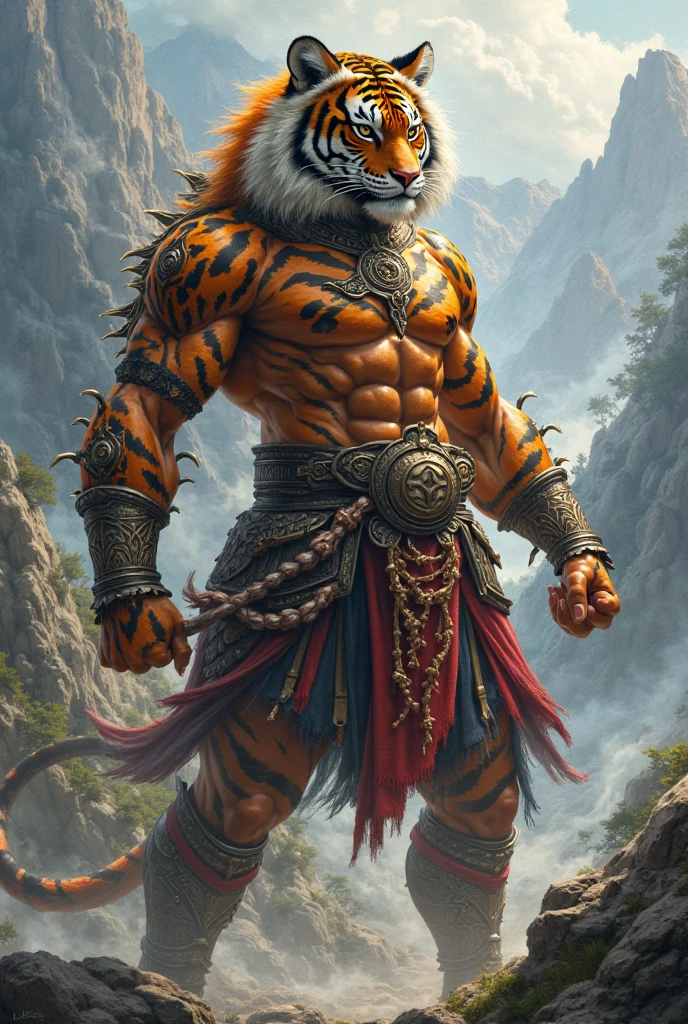 lion with tattoo,Goldfish background,Metal Armor