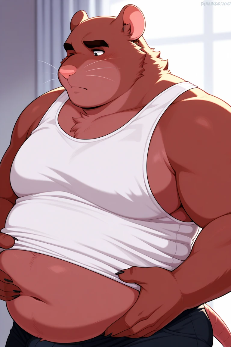 axel cosmas , solo, towel around weist, plump, huge, Bathroom background, nipples, big fat belly, big ass, eyes shut, standing, 5 fingers, musclegut body, lineart, normal eyes, wet body, macro body, massive body, huge pecs
