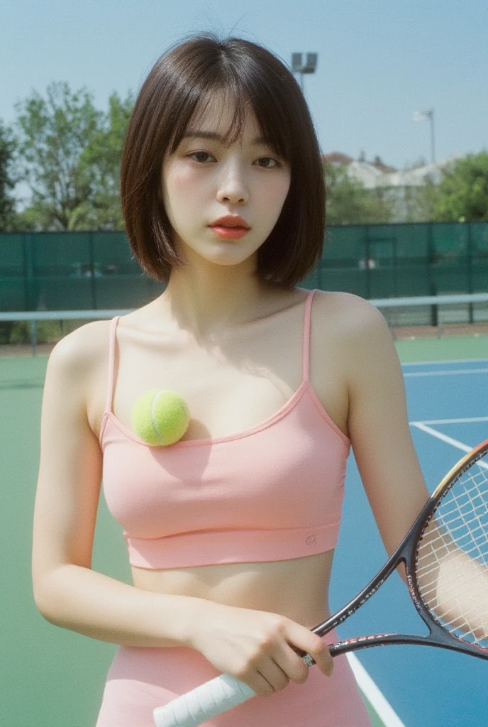 NSFW,4K,((Highest quality)),((masterpiece)),BREAK,((one girl)), (detailed),(in Tennis court),((One girl)),((perfect anatomy)),nsfw,((nude)),(naked),((13 years old)),((flat chest:1.7)),(stare at viewer with stern eyes:1.5),((one girl)),(bitting own lip:1.1),(angry:0.9),nose blush,(shamefull:1.2),(bob cut hair),surprised, ((beautiful realistic face)),((skinny:1.3)),Beautiful Korean Women, Beautiful young Korean woman, Young and adorable Korean face, Gorgeous Young Korean Woman, Korean Girls, Girl cute beautiful face, Portraits of Korean female idols, Young and pretty Asian face, Cute natural anime face,Asian pretty face,((finely detailed face)),((glistening eyes)),((glistening eyes )),((large eyes)),(( pretty eyes)),((tennis wear)),(detailed),Perfect Face,((One girl)), ((clear eyes)),((show nipples)),((beautiful skin)), don't wear anything ,(upper body),(Equal left and right eyes), (nsfw:1.5),(show nipples),(don't wear anything),(nipples facing upwards),