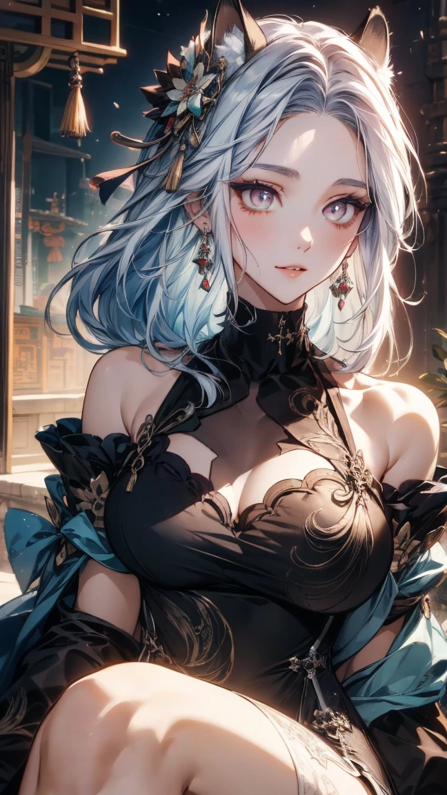 ((purple haired girl with mouse ears)), exuding total appeal. With slender waist and curvy hips, and a pair of beautiful legs, (naturally busty:1.5) and (voluptuous derrière),((((mouse ears,mouse ears on head,big mouse ears)))),(((purple_eyes:1.3))),intricate eyes,beautiful detailed eyes,symmetrical eyes,(((lustrous skin:1.5,bright skin: 1.5,skin tanned,shiny skin,very shiny skin,shiny body,plastic glitter skin,exaggerated shiny skin,illuminated skin))),(spider lower abdomen,narrow waist,wide hip,athletic body,inflated legs,thick thighs,detailed body,(detailed face)),

cute,slutty,seductive,erotic,(nsfw),villain,evil villain,

((queen)),((revealing clothing:1.5,show skin:1.5)),(((hair ornament,small crown,earrings, cape, black dress:1.3,feather trim,plunging neckline:1.3,long sleeves,black elbow gloves,makeup,lipstick,pale skin,huge breasts))),(((intricate outfit,intricate clothes,embroidered outfit,ornate outfit,embroidered clothes,ornate clothes,silver embroidery))),

(dynamic pose:1.0),furrowed brow,(centered,scale to fit dimensions,Rule of thirds),

inside,indoor,((palace in Russia, palace in Russia background)),scenery:1.25,((intricate scenery)),

(Glossy Russian ornaments),highres,sharp focus,(ultra detailed,extremely detailed),(photorealistic artwork:1.37),(extremely detailed CG unity 8k wallpaper),(((vibrant colors,vibrant theme))),(intricate),(masterpiece),(best quality),artistic photography,(photography taken by sldr),(intricate background),perfect rendered face,perfect face details,realistic face,photo realistic,((intricate detail)),(((realism))),
