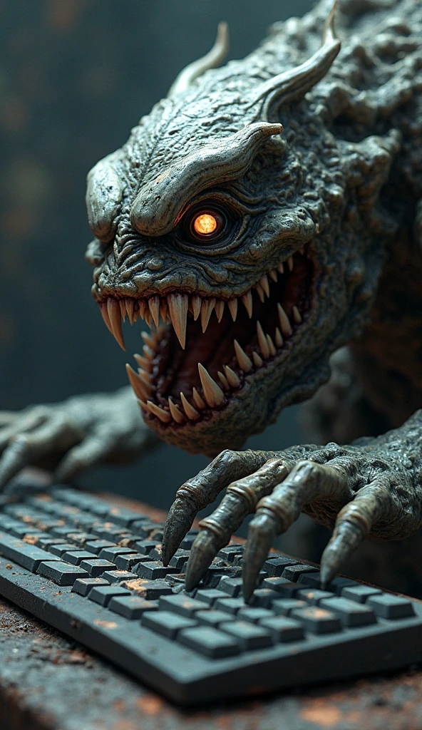 Create a monster coming out of the computer
