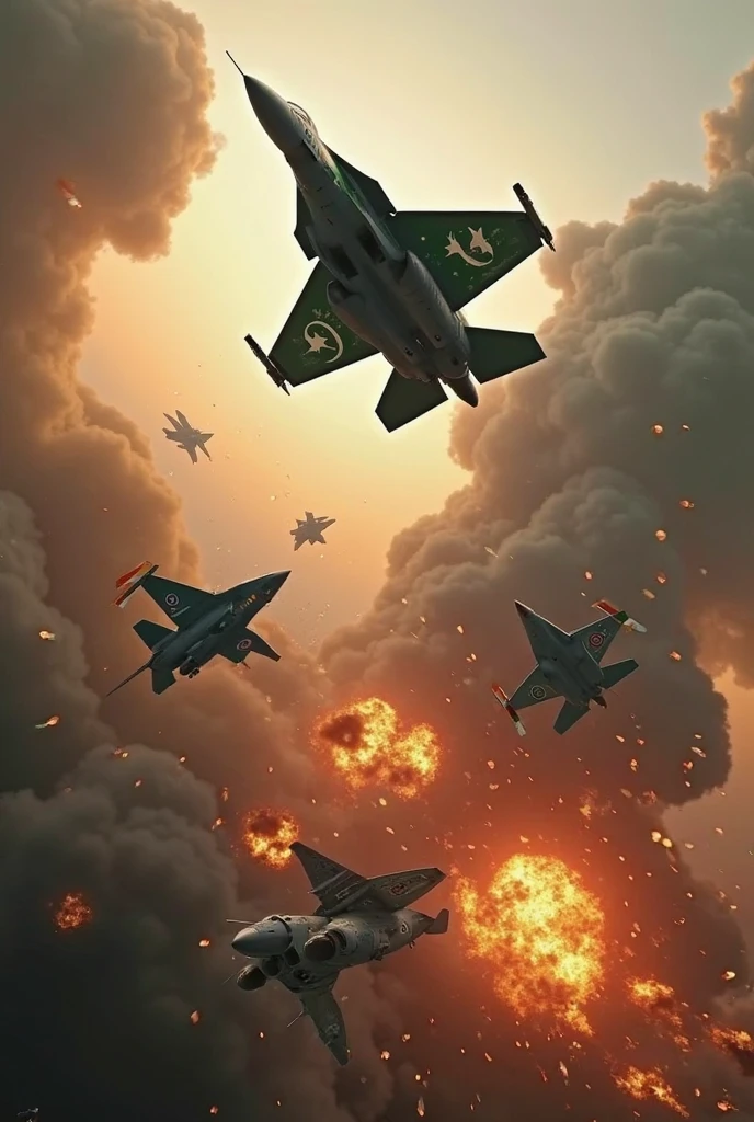 Fallout style jet planes bombing a city, orange green smoke explosion, city fire image background, ultra realistic, ultra detailed
