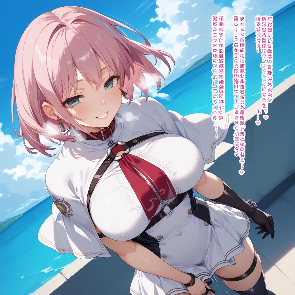TACHIBANAKYOUKO, PINK HAIR, BOB CUT, SHORT HAIR, YELLOW EYES, petite , empty eyes , large breasts, solo, nipple, ride a bicycle, , Heavy snowfall area frozen wet crying mountain solo
