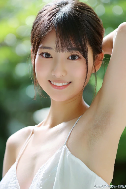 ((Armpit hair left unshaved)), ((Sticking out tongue)), ((Open your mouth wide)), smile, ((naked pink nipples)), ((8K)), realistic mouth, Realistic tongue、Upper Body, ((Sweaty skin)), Gloss lips, ((Realistic nipples)), ((Show both armpits)), ((showing armpits)), Underarm,((腋毛の剃り残しの毛穴がとても目立つUnderarm)),Sweaty skin,