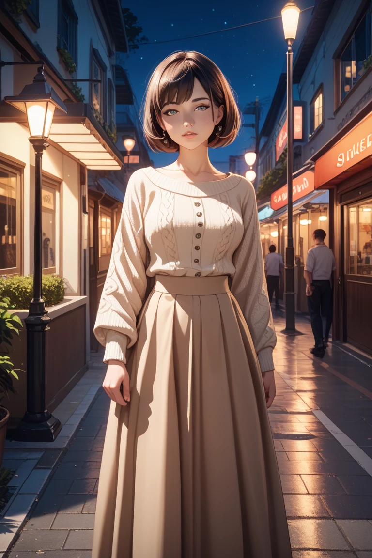 1 female,perfect 20 year old,smile:1.3,(Brown eyes),((8k,masterpiece,Perfect Anatomy)),Cowboy Shot,(Beautiful and exquisite face and eyes,gorgeous eyes:1.3), break ,Brown eyes, break ,Blonde:1.3,bangs, break ,smile,blush,Small breasts、break ,Are standing,on the road,Omotesando、Tokyo、((Background blur)),((白いワンピース))、french braid,Street Snap、