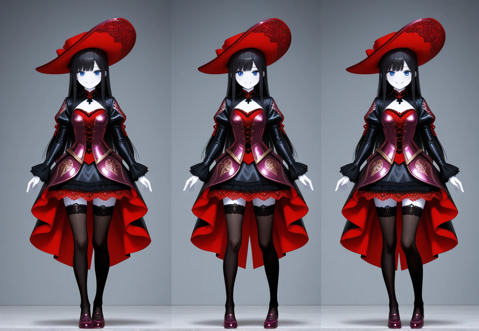 (game cg), highres, (masterpiece), (best quality), official art, hdr,
beautiful woman, long black himecut with blunt bangs, red eyes, medium breasts, intricate (red) and black gothic (dress), (surreal (colorful) beautiful detailed fantasy castle, bright starry (night) sky)
by Yoshitaka Amano