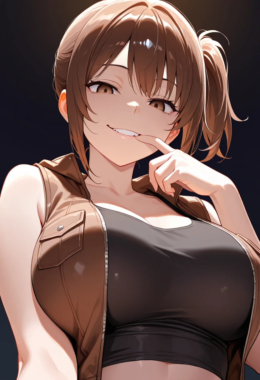 Japanese beauty naked,Police Belt,Watch on wrist,Being drunk,Hiccups、Standing in front of a white wall、Shot from the knee