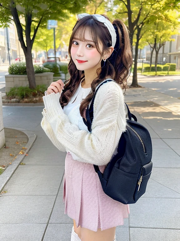 beautiful, masterpiece, Highest quality, Highly detailed face,  Perfect lighting, One girl, alone, sketch, Marnie (Pokemon), Green Eyes, Asymmetrical bangs, Backpack, bag, black choker, black Jacket, Blurred, Blurred background, choker, Mouth closed, dress, From behind, indoor, Jacket, Long sleeve, View your viewers, Recall, Off the shoulder, pink dress, red bag, alone