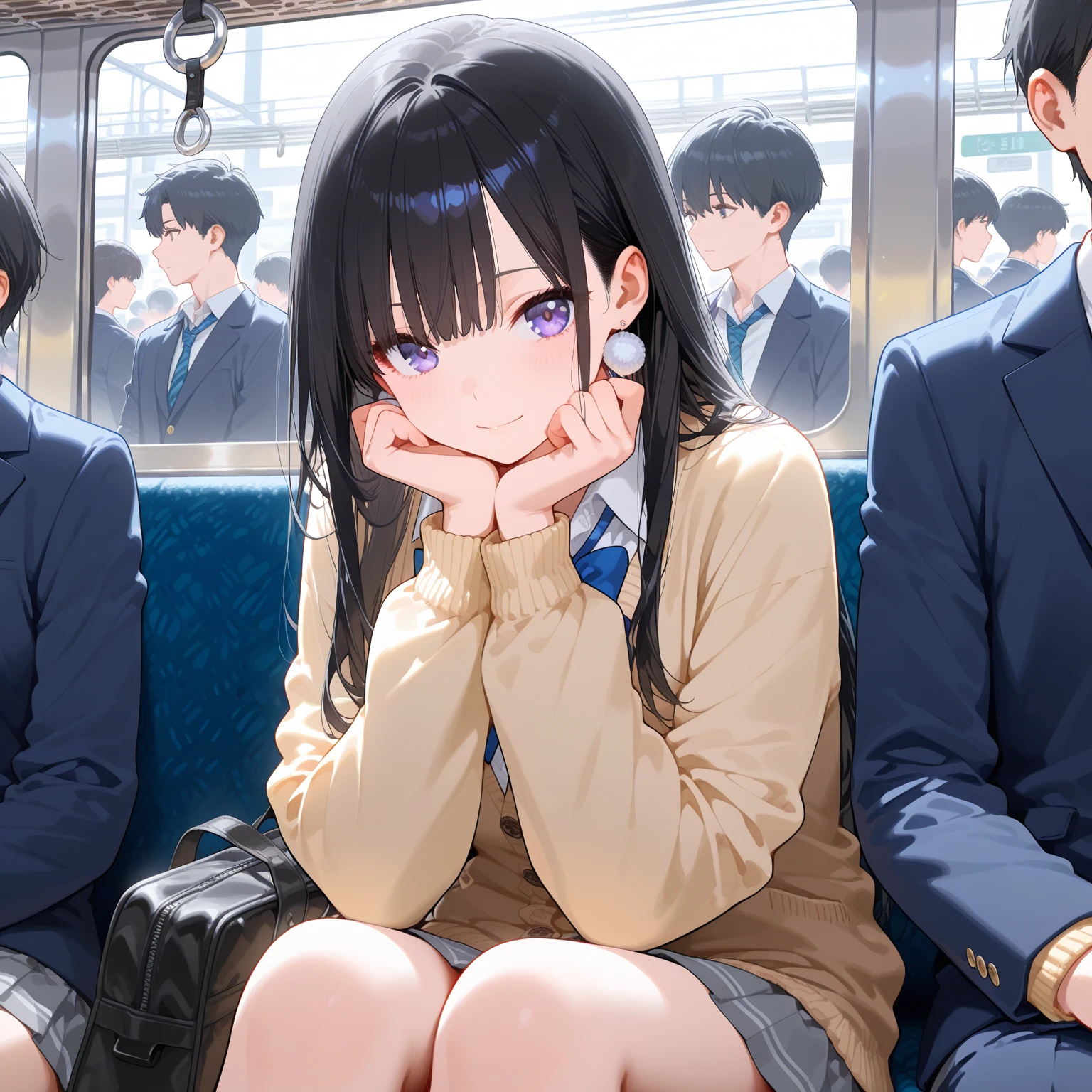 A high school girl is raped on a crowded train、Office worker man、NSFW