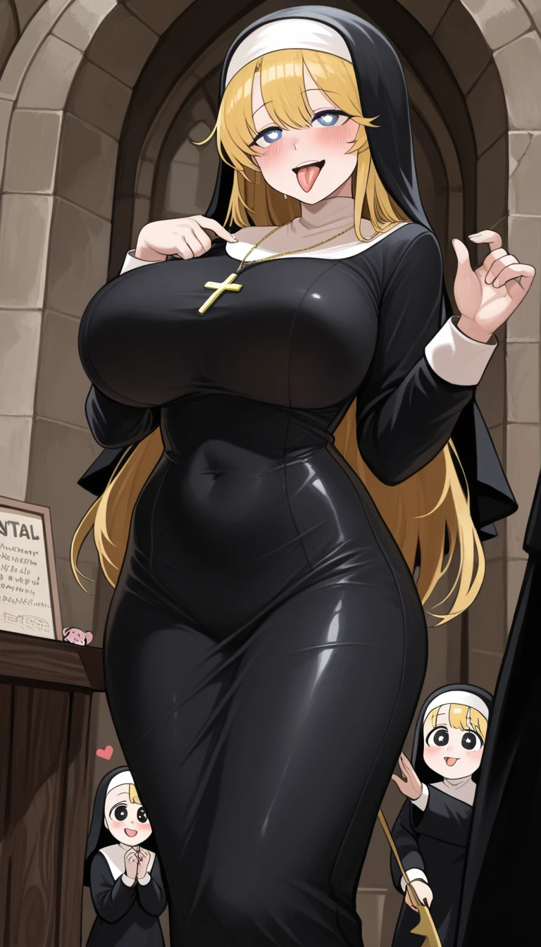 holding belly, grabbing big belly, fat, chubby belly, chubby body, misaamane, misa amane, long hair, bangrown eyes:1.7), (yellow hair:1.5), blunt bangs, (two side up:1.5), red lips, lipstick, solo, 1girl, cowboy shot,
BREAK thighhighs, jewelry, collarbone, boots, detached sleeves, choker, black thighhighs, necklace, black footwear, black thong, black crop top, cleavage, medium breasts, garter straps, cross, red nails, cross necklace,
BREAK looking at viewer,
BREAK indoors,
BREAK (masterpiece:1.2), best quality, high resolution, unity 8k wallpaper, (illustration:0.8), (beautiful detailed eyes:1.6), extremely detailed face, perfect lighting, extremely detailed CG, (perfect hands, perfect anatomy),