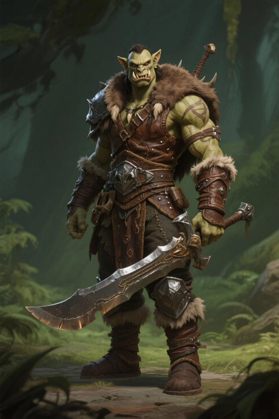 orc with a rifle, Archer Armor, rifle in hand