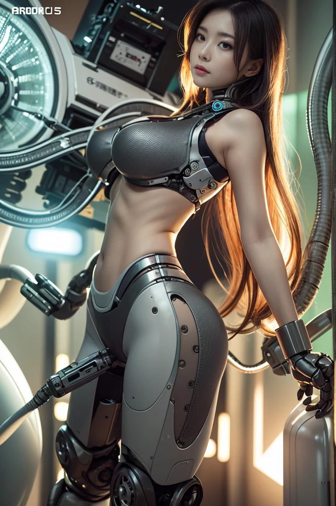 tmasterpiece, white skinned,redheadwear , The large, Curves and extra-thick breasts, Being Hard, Perfect body, futuristic outfit, Mechanical prosthesis, Cyberpunk scene high-tech,sci-fy,Beautuful Women,scantily clad,Bigchest,Abs,Mermaid line,Full body like,battle armor,Erotic lingerie,stocklings,nakeness,Do not wear,scantily clad,sexyposture,Sultry
