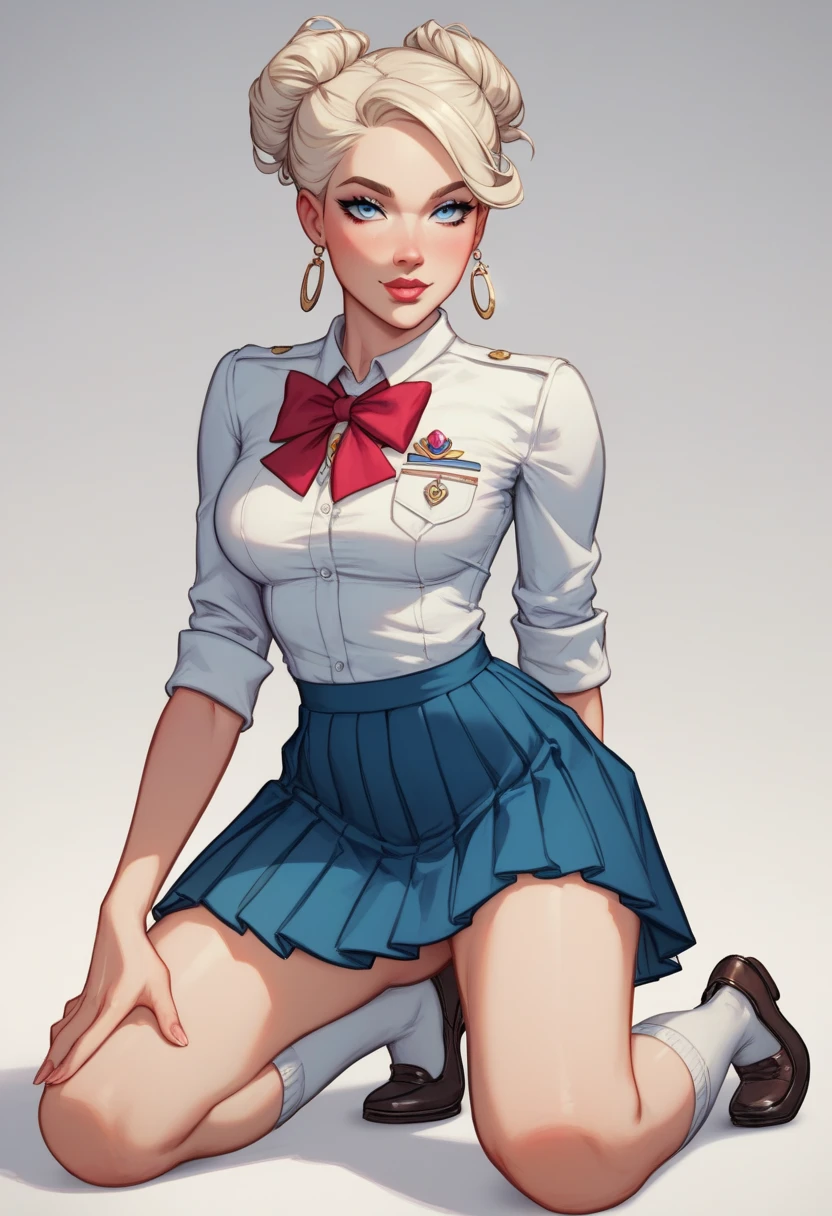 Lola Loud, a pretty 10yo blonde beauty queen of the 1900s flirting with an old man, daintily lifting her skirts to reveal her high-waisted bloomers, garter silk stockings and boots. Year 1901. 1900_dr3ss. High-collar long sleeve shirtwaist 