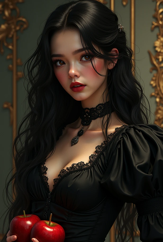 princesse femme majestueuse cheveux noir robe de princesse noir  vampire gothique 