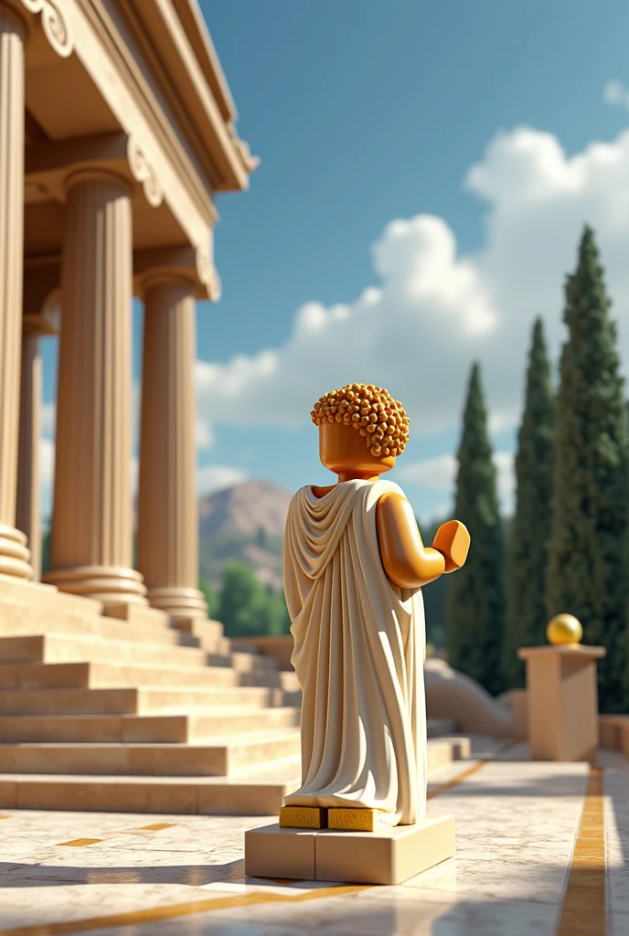 There was a boy standing on the island with a sun-shaped holy vessel,The sky cleared instantly,The sun became the sun god of Greek mythology,Delos and the towering Mount Olympus loom