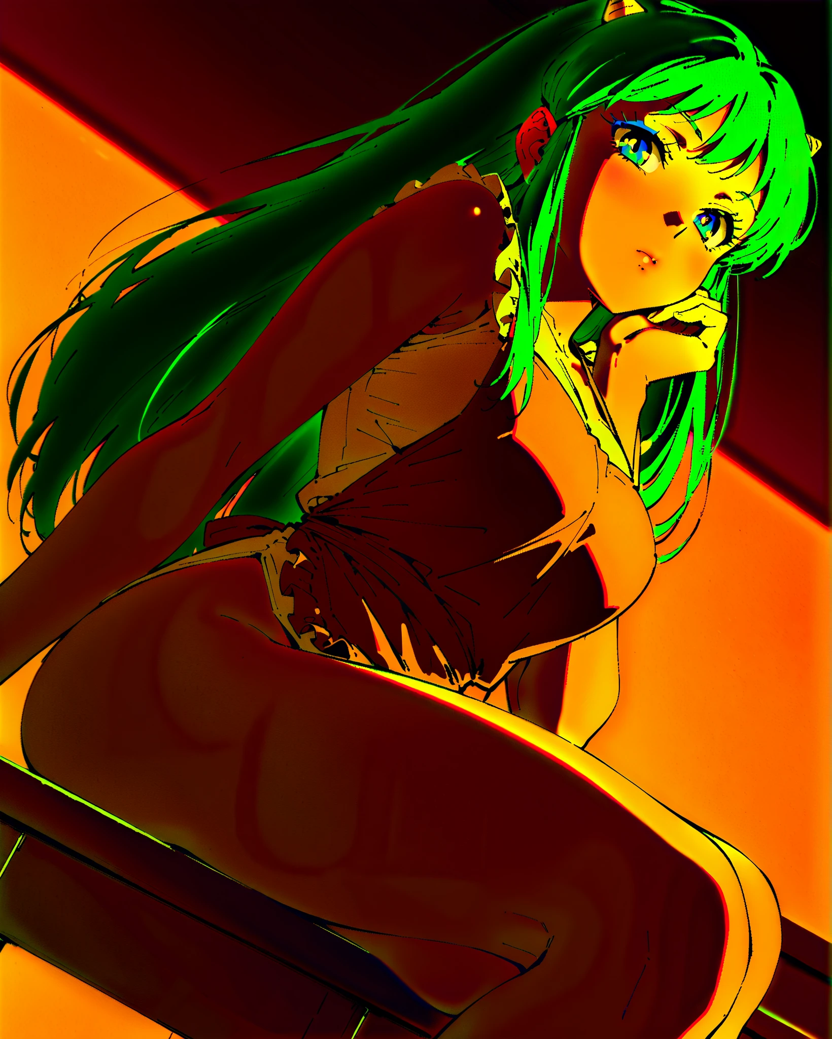 (masterpiece, highest quality:1.2), cowboy Shot, solo, 1 girl, c.c., No expression,on all fours, think back, thighs thighs thighs, bare shoulders、front angle、Really sitting upright、Completely naked、anus