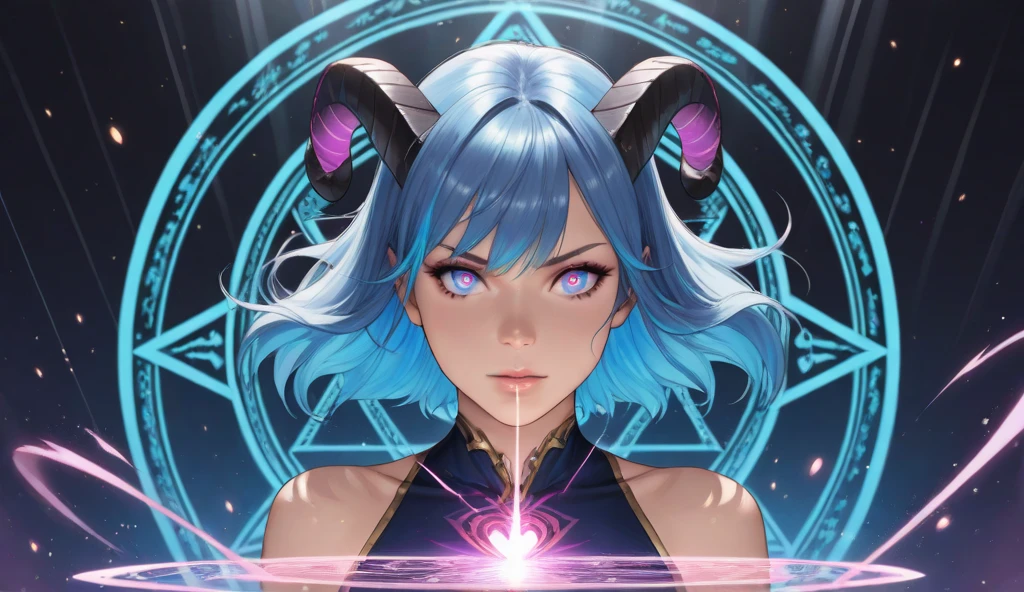 ((full body)) oni, demon girl, shattered mirror mask, horned crescent moon, iridescent hair reflecting rainbows, fractured, mirror-like ((reflective skin)), mirror maze dimension, guardian of reality's reflections, unraveling dimensional mysteries, detailed face, shardweaver staff, mirror-infused cloak, wholesome