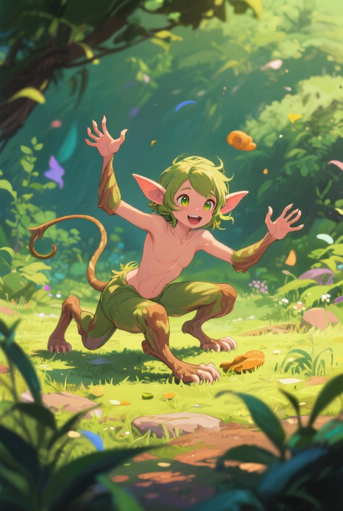 score_9, score_8_up, score_7_up, intricate details, rating_questionable, detailed face,  
,
<lora:Lurien:0.8>,
1boy(Lurien, looking at the viewer, green eyes, blond arm hair, blond leg hair, blond tail with blond tail tuft, solo, cowboy shot, 
squatting,
friendly expression, slight smile),
8k,
fantasy setting, in a small meadow of a magical forest, sunshine, 
depth of field, detailed background,
<lora:ral-chrosc-clr:0.5>, ral-chrosc-clr,
<lora:Expressive_H:0.pressiveH,
<lora:xl_more_art-full_v1:0.3>,
<lora:add-detail-xl:0.3>