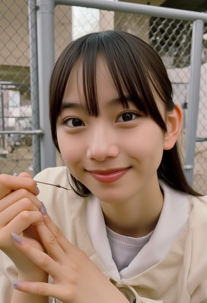 A young woman with a cute face like an idol who looks just 15 years old.。Gentle and cute。Please smile kindly。She is completely naked、Bust is a little large　She is licking an ice cream stick on the sofa as cutely as a .　Raw photo　real　genuine　real life　No copyright notice