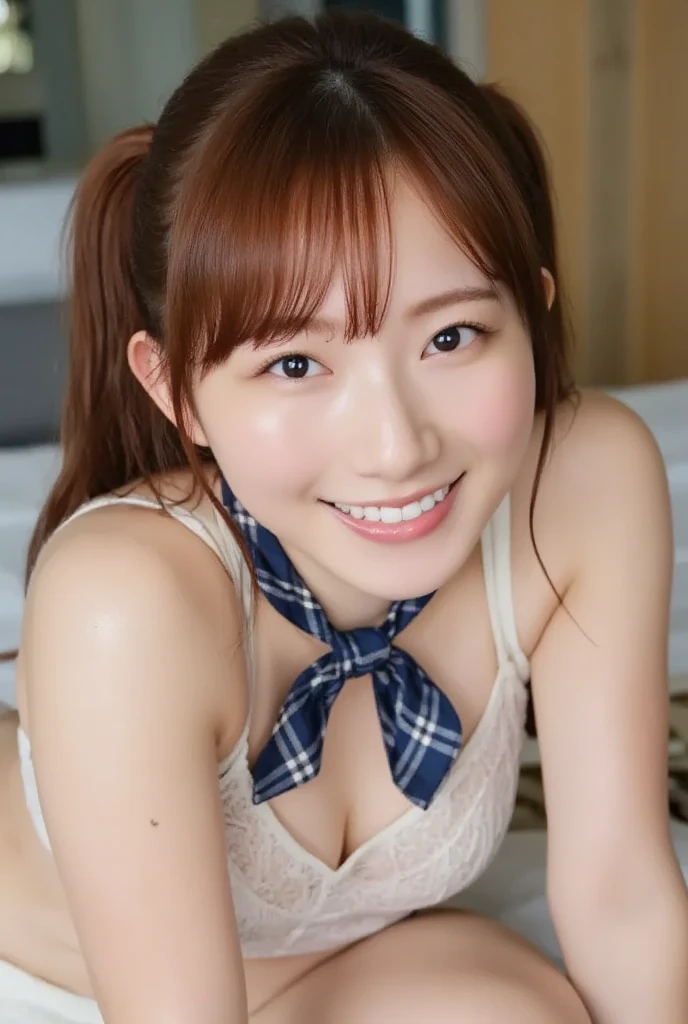 (8k、Highest quality、masterpiece:1.2)、(Realistic、Realistic)、toplessの女の子、((naked、Bedroom、bed、Watery eye、Underarm))、Spread your legs、Voluptuous body、Sexy smile、Sexy pose、Squat down and spread your legs、Backwards、Big Ass、Pants that dig into your ass、Turn your back、Please open your mouth wide、Showing her thong panties to the camera.She showed her strappy thong panties to the camera。., Micro panties with straps, Lace panty pattern with tooth detail, Perfect Face、topless、Please lift up your skirt and show me your pants.、Exposed nipples、Cowgirl、Kind Face、Open your mouth wide and stick your tongue out long、Face close-up