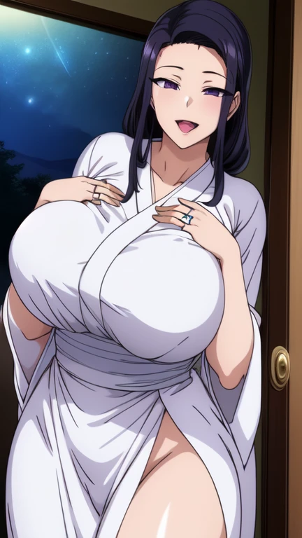 Hyuuga Hinata, Saggiest Huge tits, wearing Wedding Gown, wet body, a lot of sperm liquid through at her gown and body